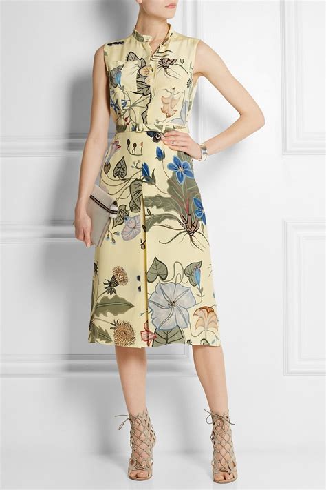 gucci floral-print silk-cady dress|gucci floral dresses for women.